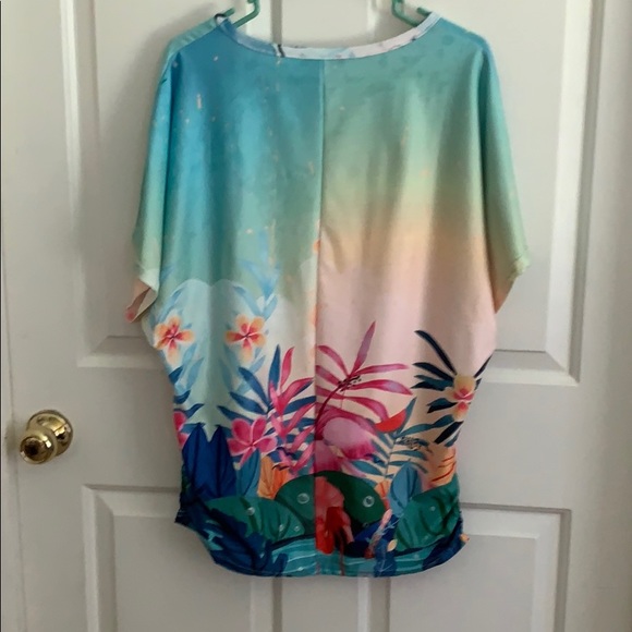 U. Dear Tropical Print Top w/ Flamingos NWOT - Picture 2 of 9